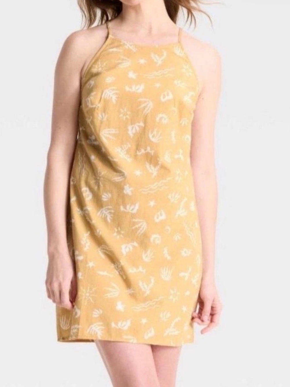 a new day Mustard Yellow and White Floral Sleeveless Dress